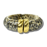 113678, MARBLED RESIN AND METALLIC ACCENT HINGED CUFF BRACELET