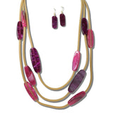 113679, LONG MULTI STRAND MARBLED RESIN STATION NECKLACE