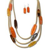 113679, LONG MULTI STRAND MARBLED RESIN STATION NECKLACE