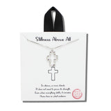 113687, STILLNESS ABOVE ALL OPEN CROSS PENDANT NECKLACE