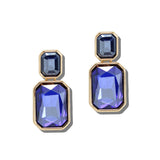 113693, RECTANGULAR FACETED CRYSTAL TWO TIER DROP EARRINGS