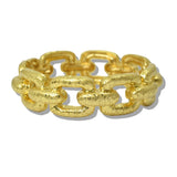 113697, 24K GOLD TONE WATER RESISTANT HAMMERED LINK STRETCH BRACELET