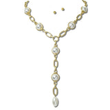 113714, WATER RESISTANT ELEGANT BAROQUE PEARL STATION Y NECKLACE