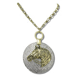 113720, WESTERN HORSE HEAD MEDALLION PENDANT NECKLACE