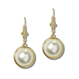 113723, PEARL CABOCHON EMBELLISHED LINK DROP EARRINGS