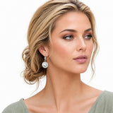 113723, PEARL CABOCHON EMBELLISHED LINK DROP EARRINGS