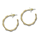 113724, BAMBOO MOTIF TEXTURED OPEN HOOP EARRINGS