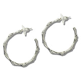 113724, BAMBOO MOTIF TEXTURED OPEN HOOP EARRINGS