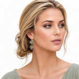 113726, TWO TIER FAUX LEATHER DISC DROP EARRINGS