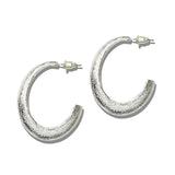 113727, HAMMERED TEXTURED TAPERED C-HOOP EARRINGS