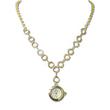 113728, VINTAGE INSPIRED CIRCULAR LINK WATCH PENDANT NECKLACE