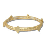 113732, HAMMERED CLOVER STATION STRETCH BANGLE BRACELET