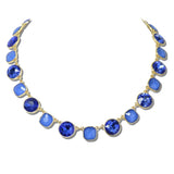 113733, FACETED CRYSTAL AND CUSHION STONE NECKLACE