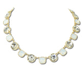 113733, FACETED CRYSTAL AND CUSHION STONE NECKLACE