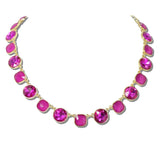 113733, FACETED CRYSTAL AND CUSHION STONE NECKLACE
