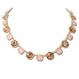 113733, FACETED CRYSTAL AND CUSHION STONE NECKLACE