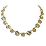 113733, FACETED CRYSTAL AND CUSHION STONE NECKLACE
