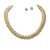 113735, CRYSTAL ACCENT RIBBED RONDELLE COLLAR NECKLACE