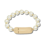 113755, HORIZONTAL CROSS BAR PEARL STRETCH BRACELET