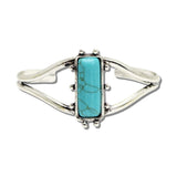 113763, WESTERN RECTAUNGULAR TURQUOISE OPEN CUFF BRACELET