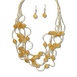 113765, INTERTWINED METALLIC RING AND BEAD STATEMENT NECKLACE
