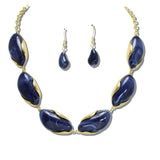 113766, MARBLED OVAL CABOCHON STATEMENT NECKLACE