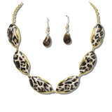 113766, MARBLED OVAL CABOCHON STATEMENT NECKLACE