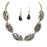 113766, MARBLED OVAL CABOCHON STATEMENT NECKLACE