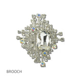 113797, EMERALD CUT CRYSTAL LATTICE SUNBURST BROOCH