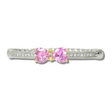 113810, 14K GOLD ACCENTED CZ HEART BOW HINGED BANGLE BRACELET