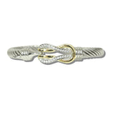 113811, 14K GOLD PLATED PAVE CZ INFINITY KNOT CABLE BANGLE BRACELET