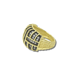 113825, 14K GOLD PLATED PAVE CZ LATTICE DOME RING