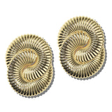 113872, LIGHTWEIGHT RIBBED SPIRAL SWIRL STATEMENT EARRINGS