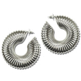 113873, LIGHTWEIGHT RIBBED FAN C-SHAPE STATEMENT EARRINGS