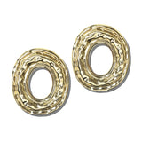 113874, LIGHTWEIGHT RIPPLED OPEN OVAL STATEMENT EARRINGS