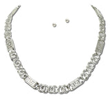 113876, GREEK KEY ACCENTED LINK CHAIN COLLAR NECKLACE