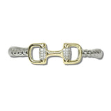 113898, 14K GOLD PLATED HERITAGE LINK PAVE CZ CABLE HINDGED BANGLE BRACELET