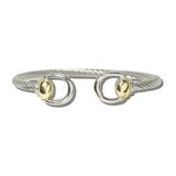 113900, 14K GOLD PLATED D RING CABLE OPEN CUFF BRACELET