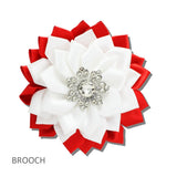 113973, SATIN RIBBON FLOWER & CRYSTAL STARBURST SORORITY BROOCH PIN