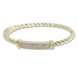 108095, 14K GOLD PLATED MICRO PAVE CUBIC ZIRCONIA BAR ACCENT DESIGNER INSPIRED BRACELET