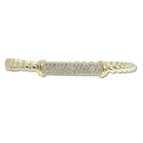 108095, 14K GOLD PLATED MICRO PAVE CUBIC ZIRCONIA BAR ACCENT DESIGNER INSPIRED BRACELET
