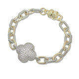 108084, 14K GOLD PLATED CLOVER CUBIC ZIRCONIA ACCENT MAGNETIC DESIGNER INSPIRED BRACELET