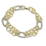 107636, 14K GOLD PLATED OVAL ACCENT CHAIN DESIGNER INSPIRED BRACELET