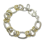 107999, 14K GOLD PLATED OVAL ACCENT DESIGNER INSPIRED BRACELET