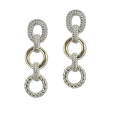 107991, 14K GOLD PLATED ROUND GEOMETRIC DESIGNER INSPIRED DANGLE EARRING