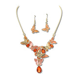 Butterfly Cluster Necklace Earring Set – Gold/Orange · YNE5459GOR_AJ 11