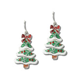 AE9417-SMT_MO 11 · Enamel Christmas Tree Dangle Earrings – Silver/Multi