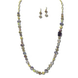 Faceted Stone Glass Bead Long Necklace – Gold/Purple · NE8815PU_JM 11