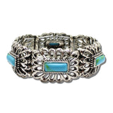 Western Scalloped Concho Stone Stretch Bracelet – Silver Burnished/Turquoise · BB04467-SBTQ_MO 11