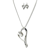 NE6135S_JM 11 · Open Heart Pendant Necklace Set – Silver